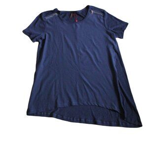 Christopher & Banks Forever Scarlett Asymmetric Short Sleeve Blouse-Blue-Size Me